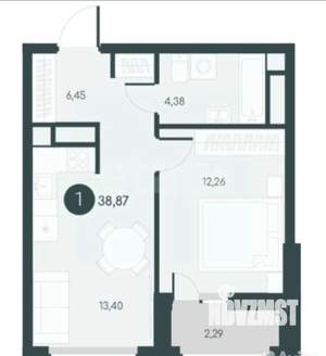 1-к квартира, вторичка, 39м2, 7/10 этаж