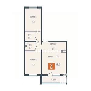 2-к квартира, вторичка, 60м2, 4/10 этаж