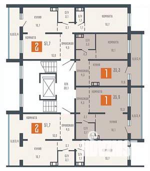 2-к квартира, вторичка, 52м2, 6/10 этаж