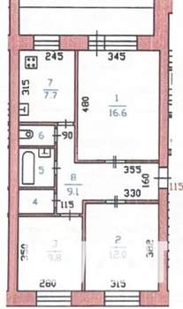 3-к квартира, вторичка, 61м2, 5/5 этаж