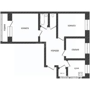 3-к квартира, вторичка, 61м2, 1/9 этаж