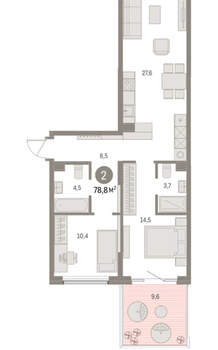 2-к квартира, вторичка, 79м2, 2/15 этаж