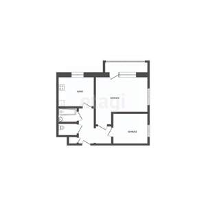 1-к квартира, вторичка, 44м2, 2/2 этаж