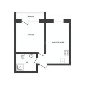 2-к квартира, вторичка, 43м2, 3/5 этаж
