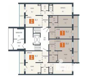 2-к квартира, сданный дом, 52м2, 1/10 этаж