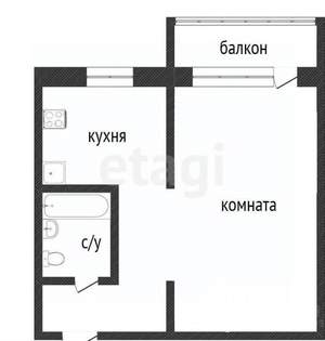 1-к квартира, вторичка, 30м2, 5/5 этаж